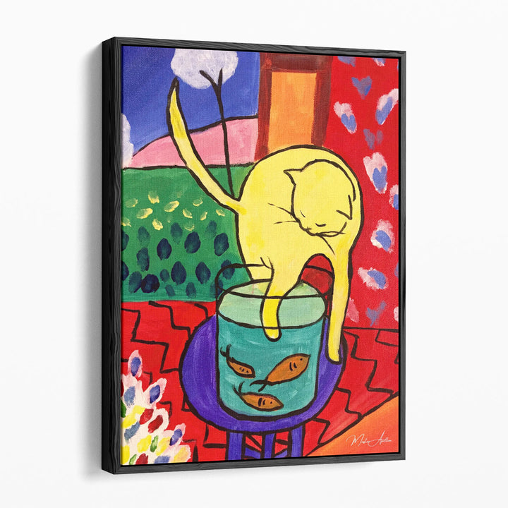 Cat With Red Fish - Canvas Print Wall Art