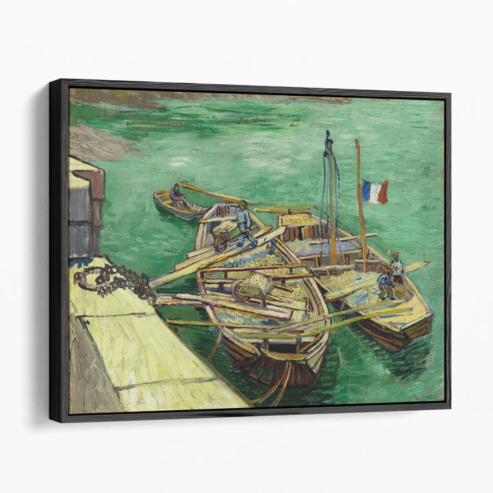 Quay with Men unloading Sand Barges, 1888 - Canvas Print Wall Art