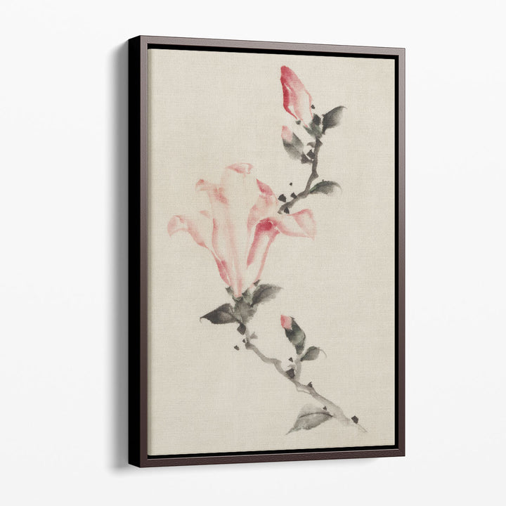 Large Pink Blossom on a Stem with Three Additional Buds - Canvas Print Wall Art