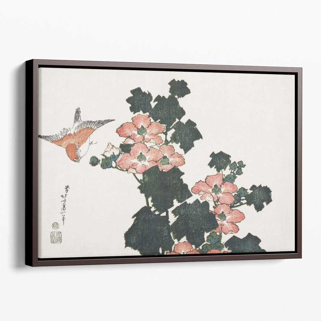 Red Roses and Bird - Canvas Print Wall Art