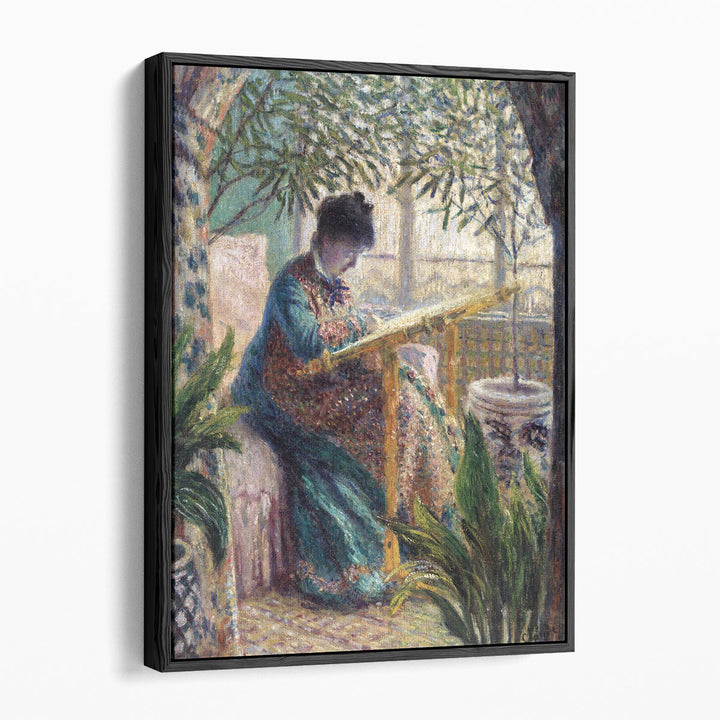 Madame Monet Embroidering - Canvas Print Wall Art