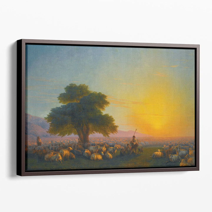 Shepherds with their Flock at Sunset, 1859 - Canvas Print Wall Art