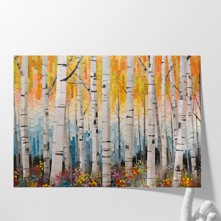 Birch Groove & Bloom - Canvas Print Wall Art