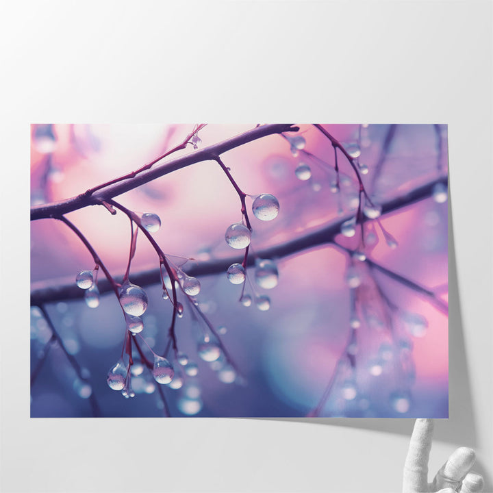 Dewdrops on Tree Branches - Canvas Print Wall Art