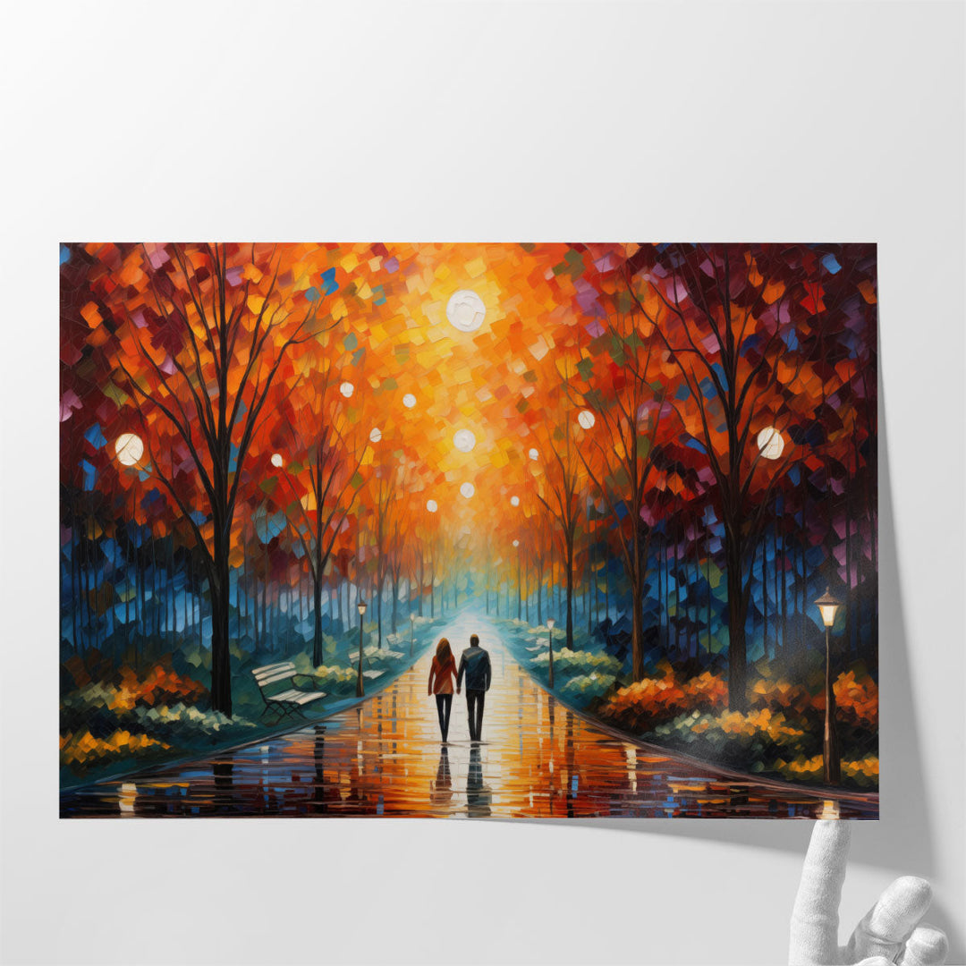 Glowing Park Romance - Canvas Print Wall Art