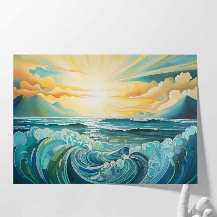 Green Coastal Whispers - Canvas Print Wall Art