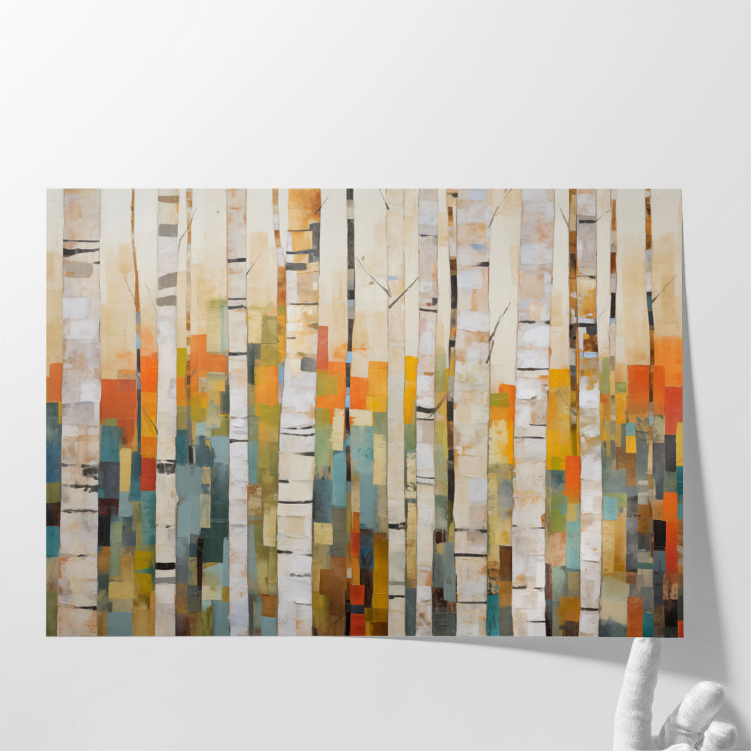 Multi-layered Birch Mosaic - Canvas Print Wall Art