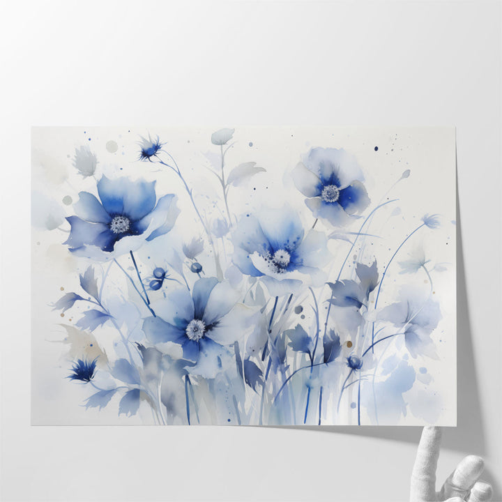 Navy Bloom Serenade - Canvas Print Wall Art
