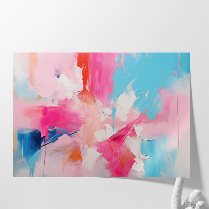 Pastel Pink, Blue, White Abstract - Canvas Print Wall Art