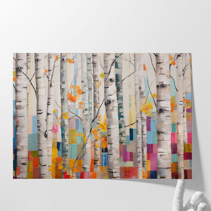 Playful Birch Grove - Canvas Print Wall Art