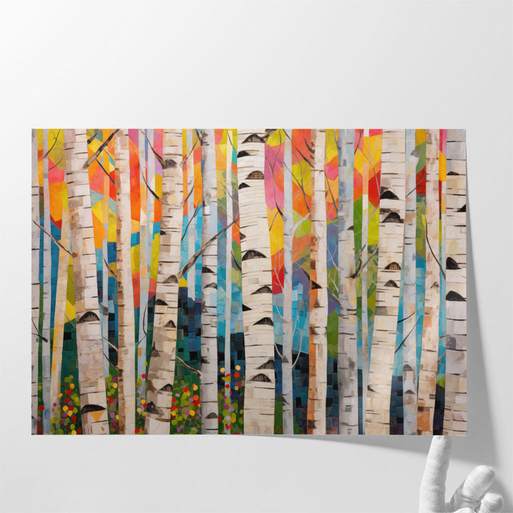 Playful Birch Grove 2 - Canvas Print Wall Art