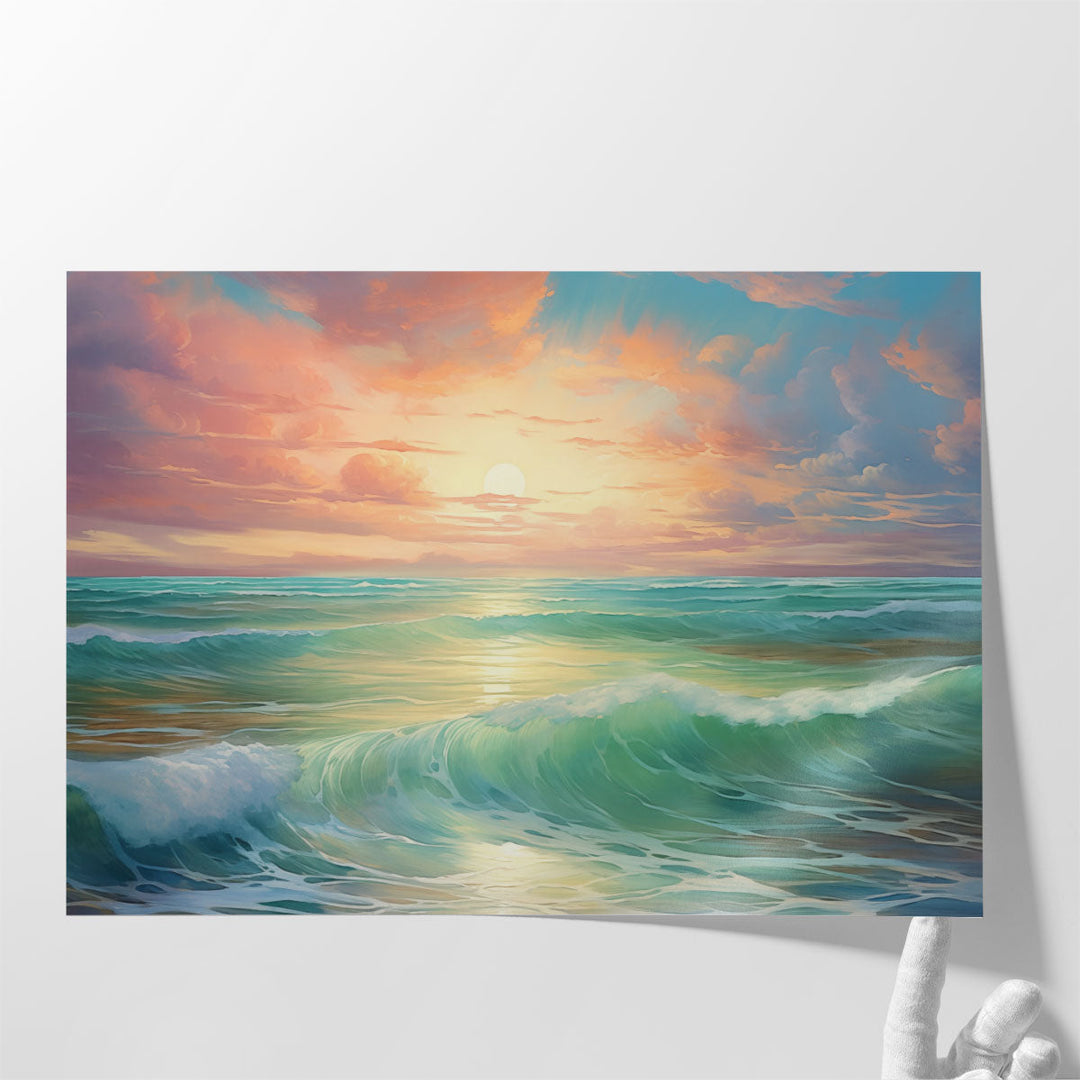 Serene Seascape Radiance - Canvas Print Wall Art