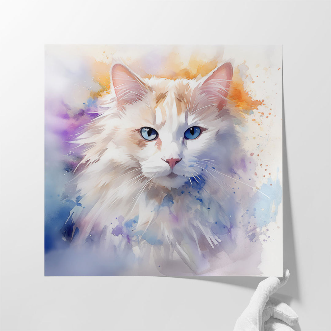 Energetic Watercolor Purr - Canvas Print Wall Art