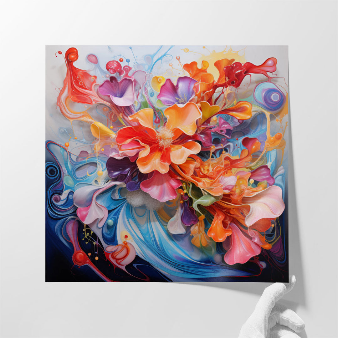 Digital Floral Fluid 2 - Canvas Print Wall Art