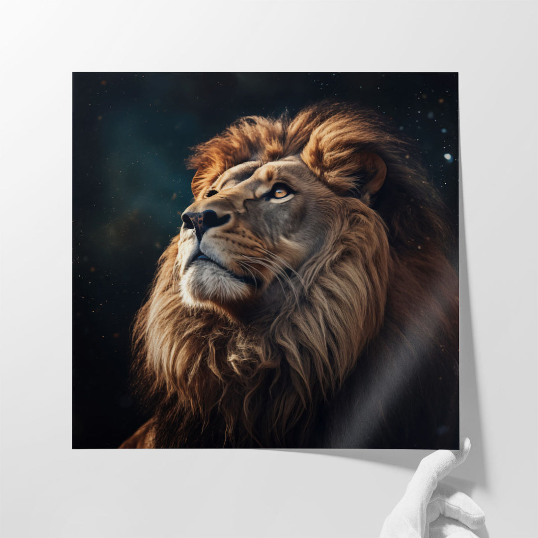 Lion Staring at The Sky - Canvas Print Wall Art