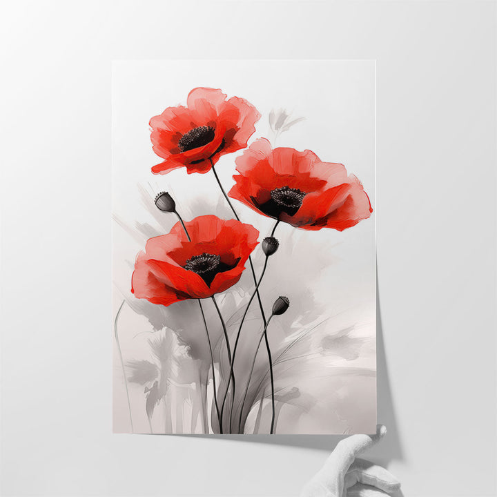 Red Poppies Elegance - Canvas Print Wall Art