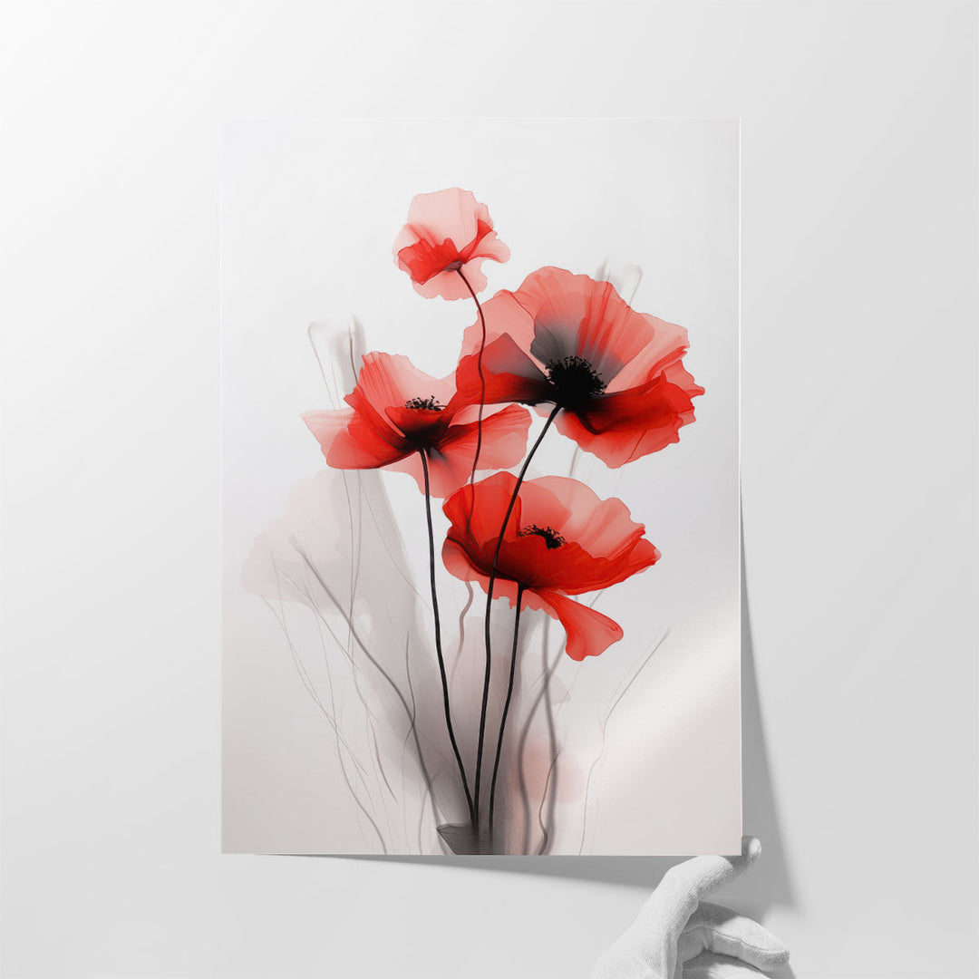 Red Poppies Elegance 2 - Canvas Print Wall Art
