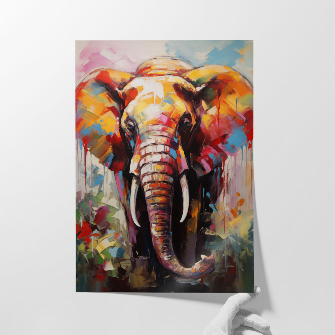 Expressive Elephant Palette - Canvas Print Wall Art