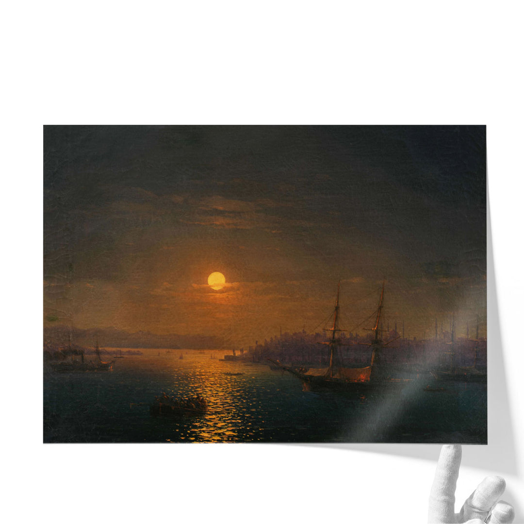 Istanbul, The Golden Horn in the Moonlight - Canvas Print Wall Art