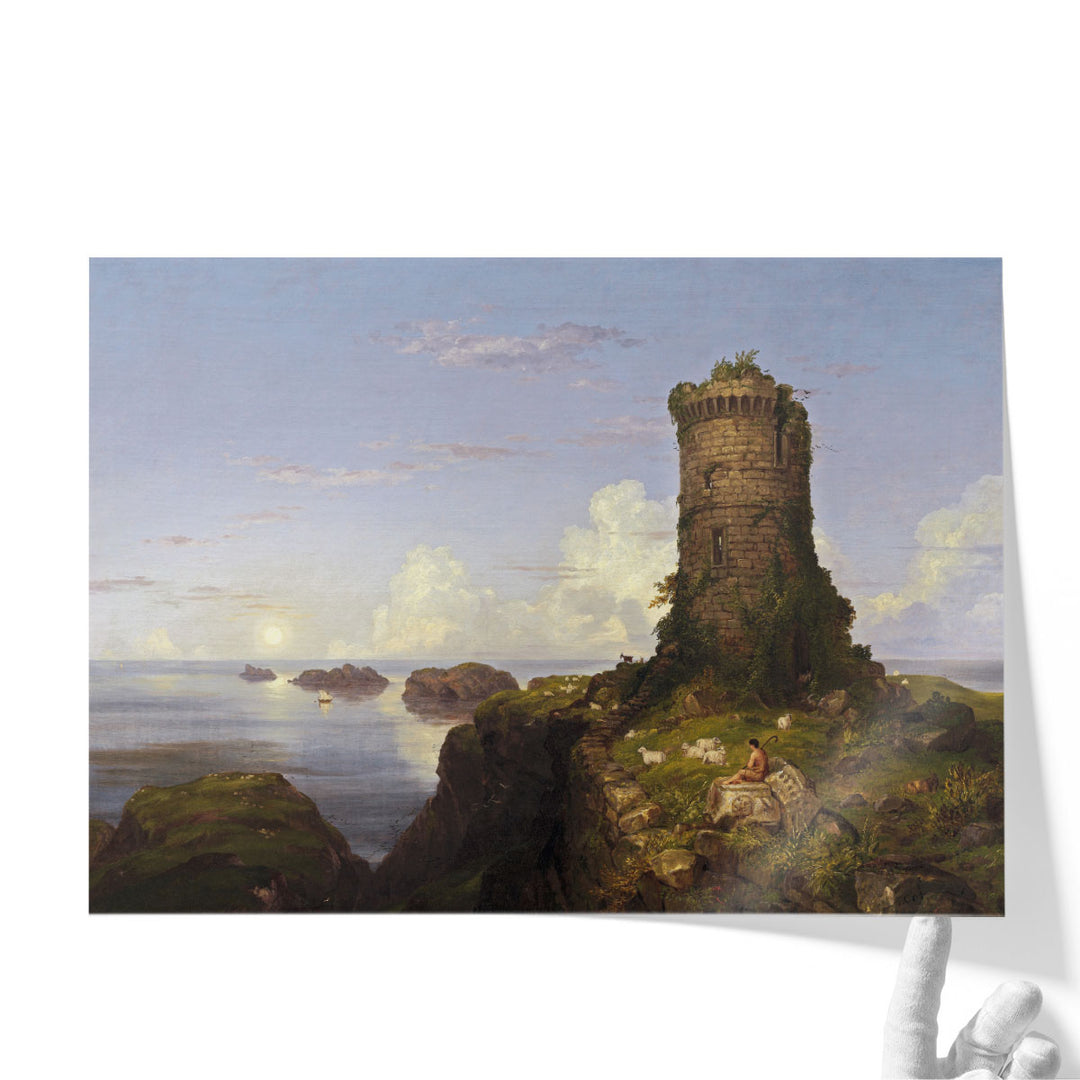 Italian Coast Scene with Ruined Tower, 1838 - Canvas Print Wall Art