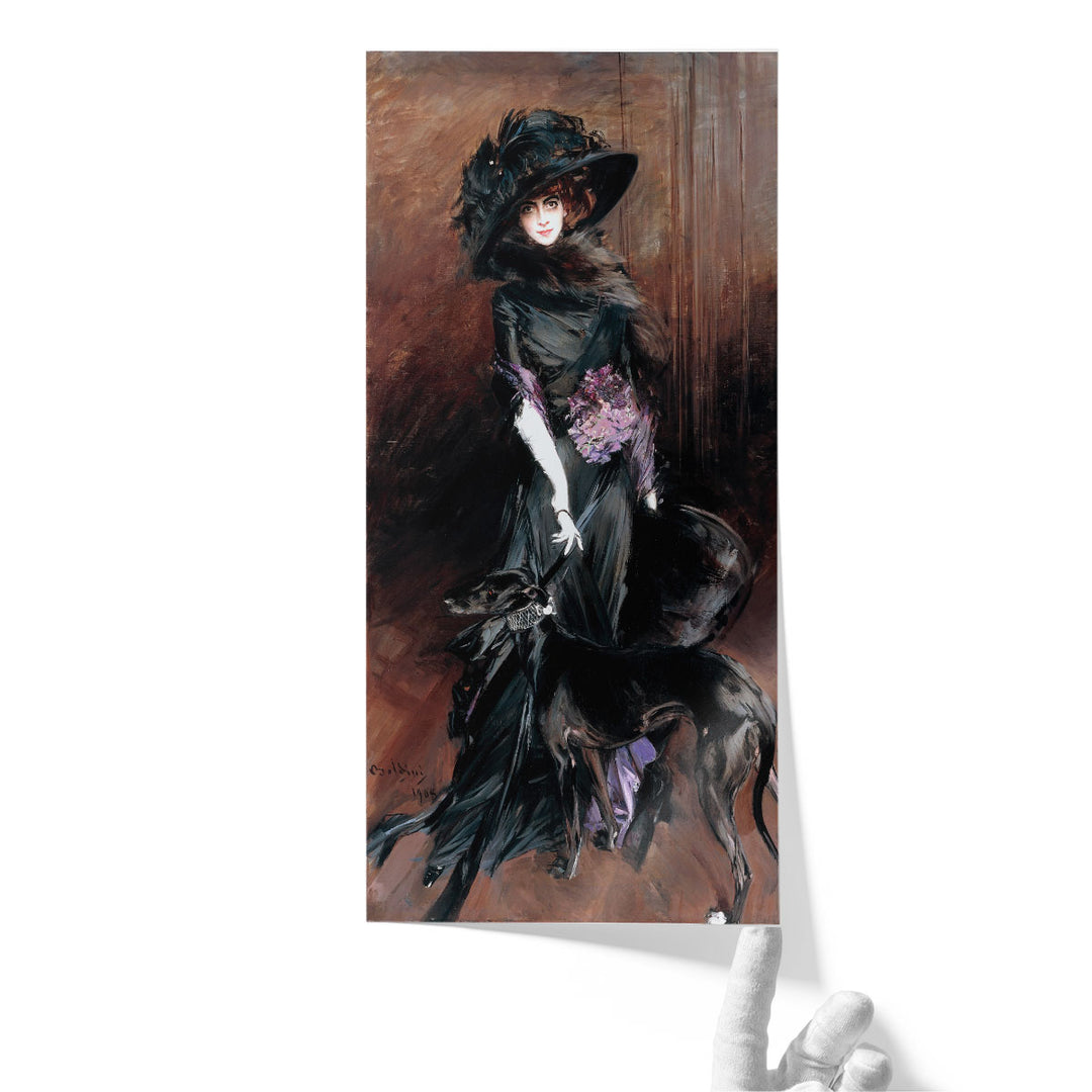 Portrait of La Marchesa Luisa Casati with Greyhound - Canvas Print Wall Art