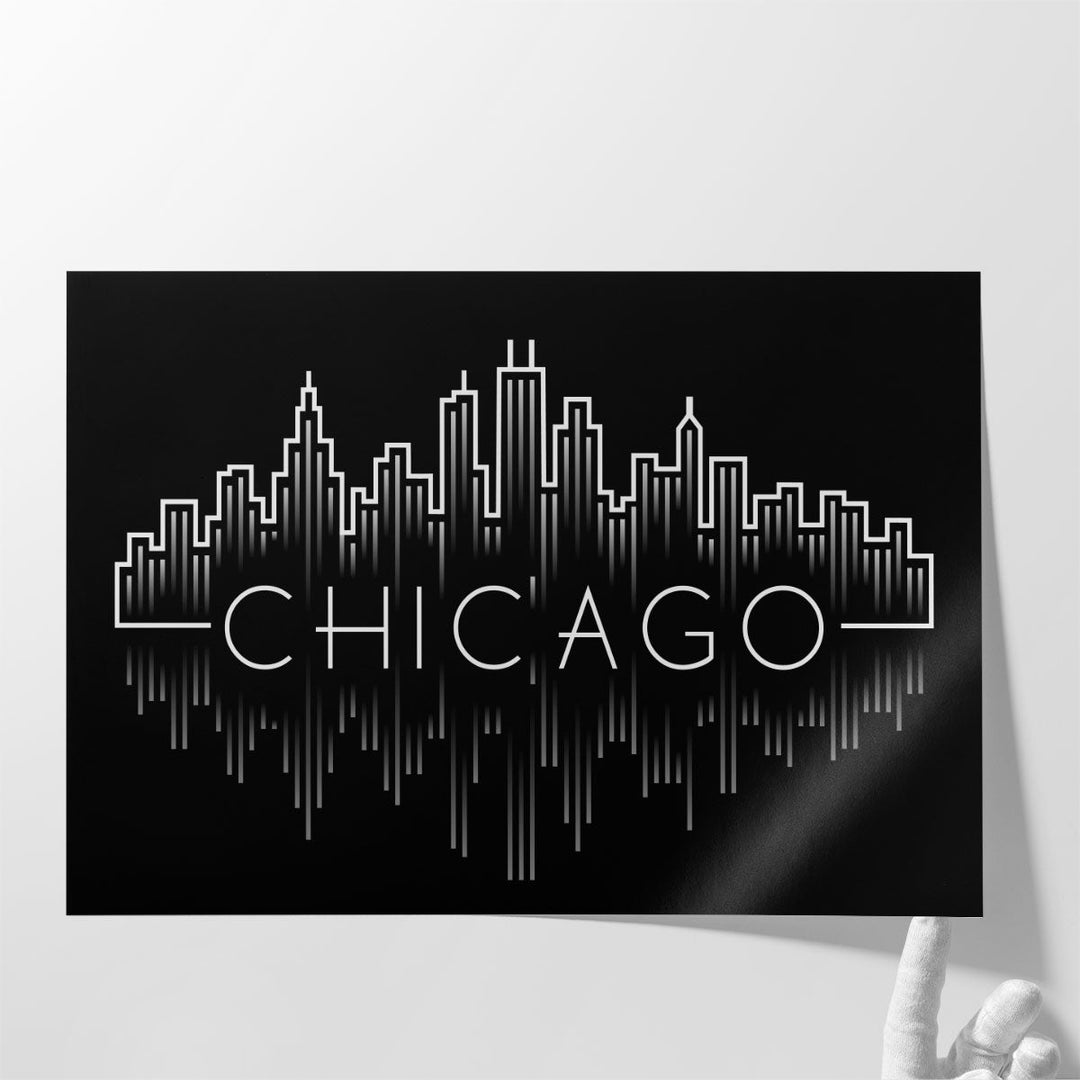 Chicago City Skyline in Line Art Style - Canvas Print Wall Art