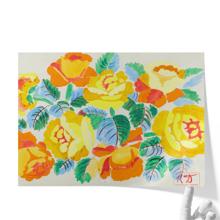 Composition mit gelben Rosen - Canvas Print Wall Art