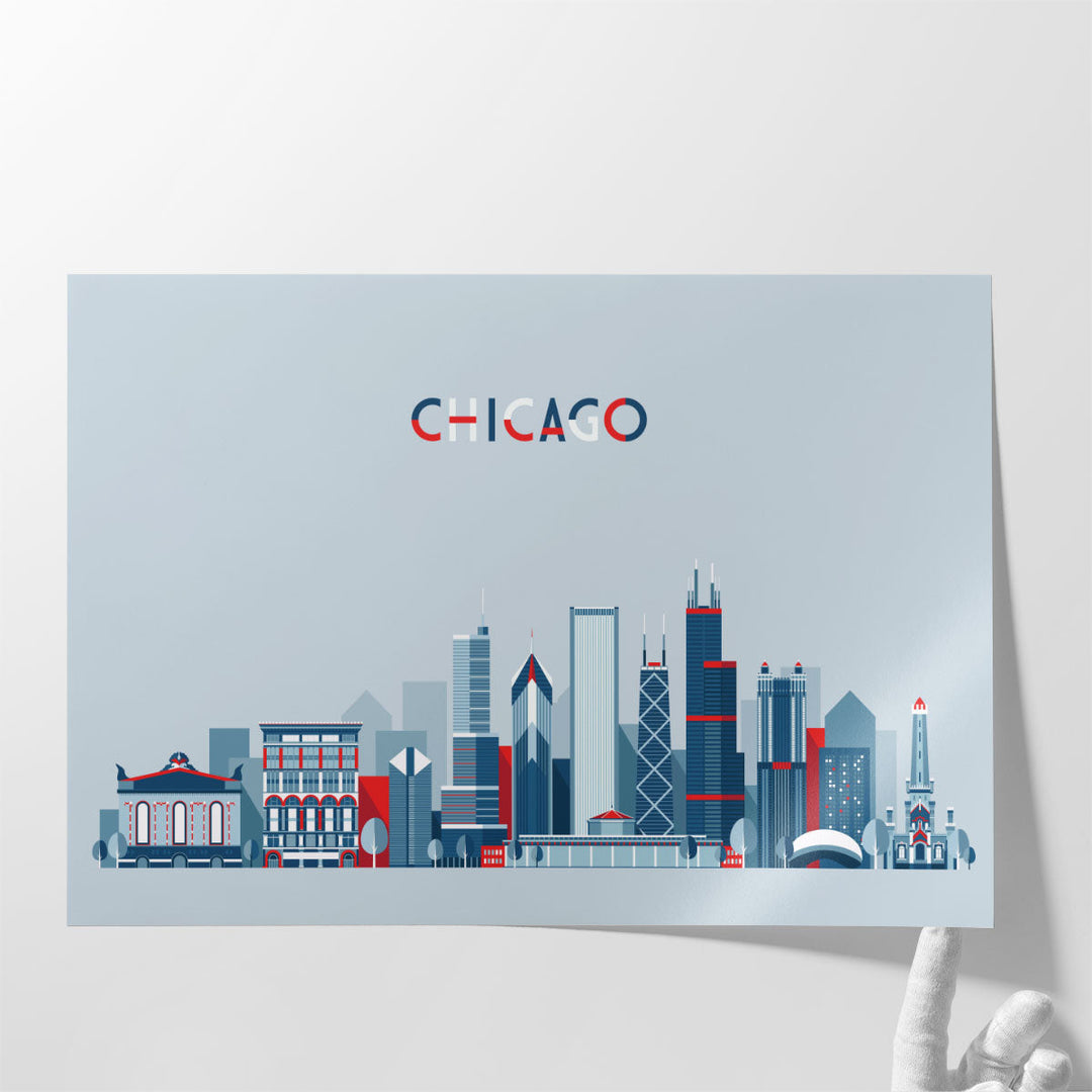 Chicago City Skyline, United States - Canvas Print Wall Art