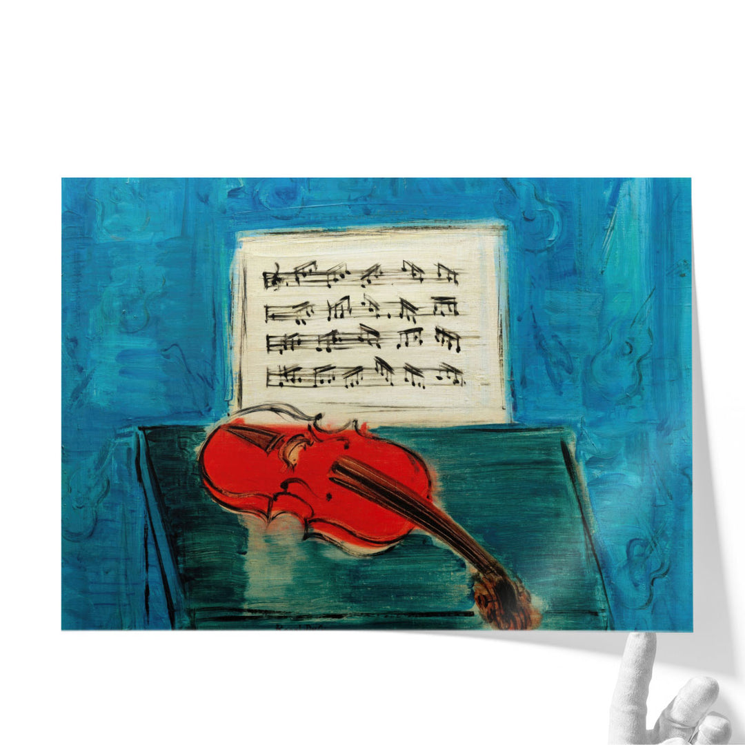 Violon Rouge sur fond Bleu - Canvas Print Wall Art