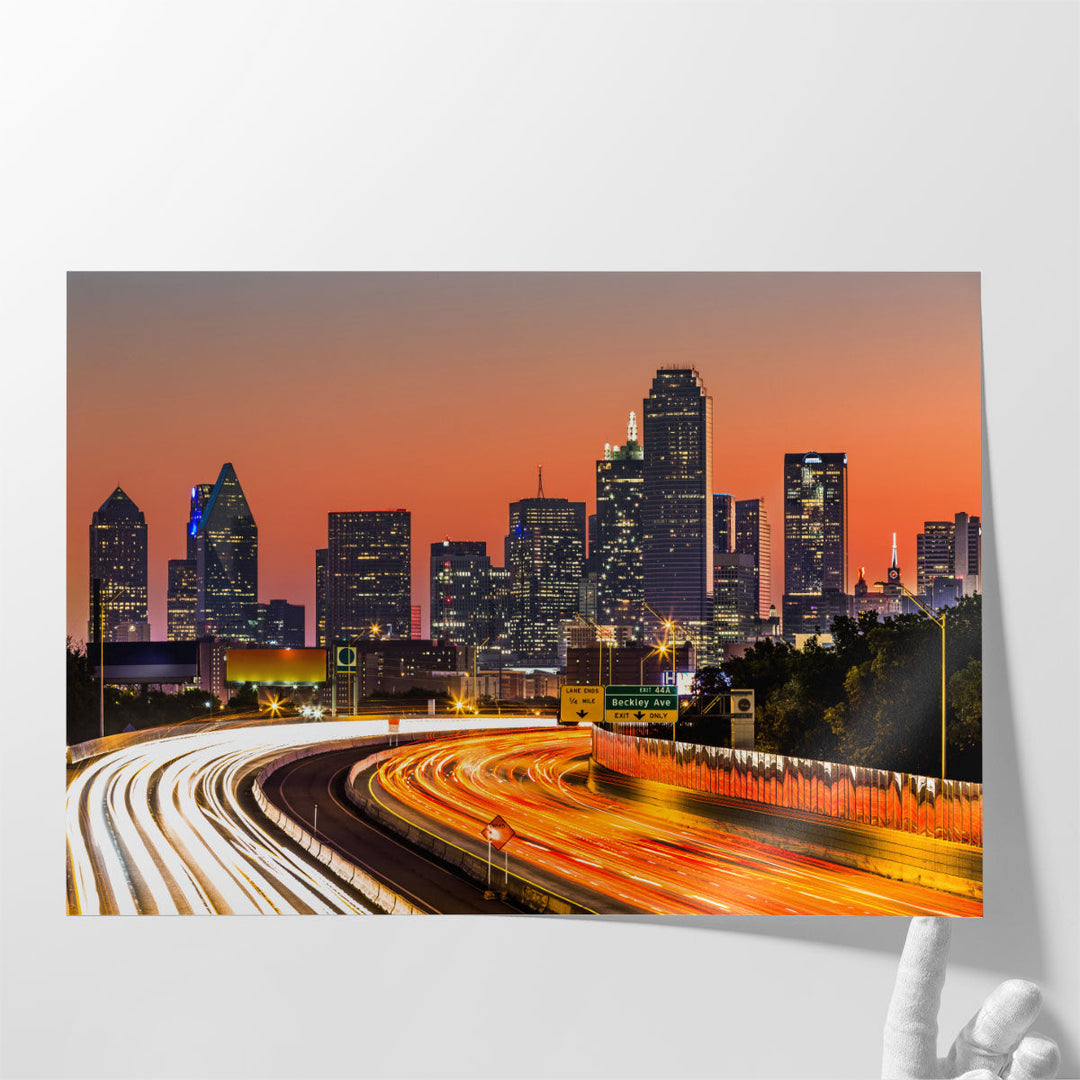 Dallas City Skyline At Sunrise - Canvas Print Wall Art