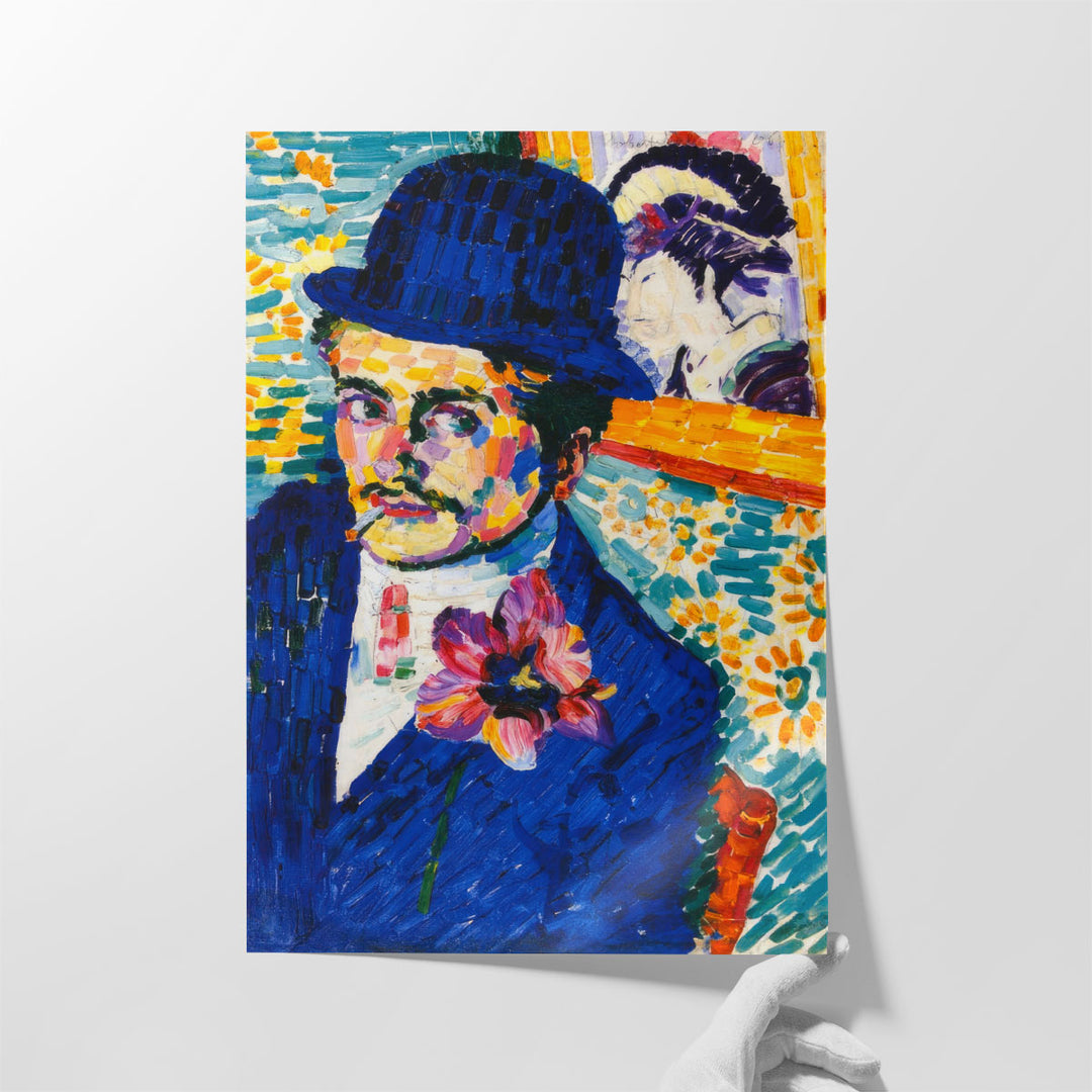 A Man with a Tulip, Portrait of Jean Metzenge - Canvas Print Wall Art