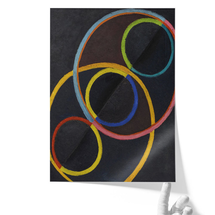 Black Relief with Colored Circles - Canvas Print Wall Art