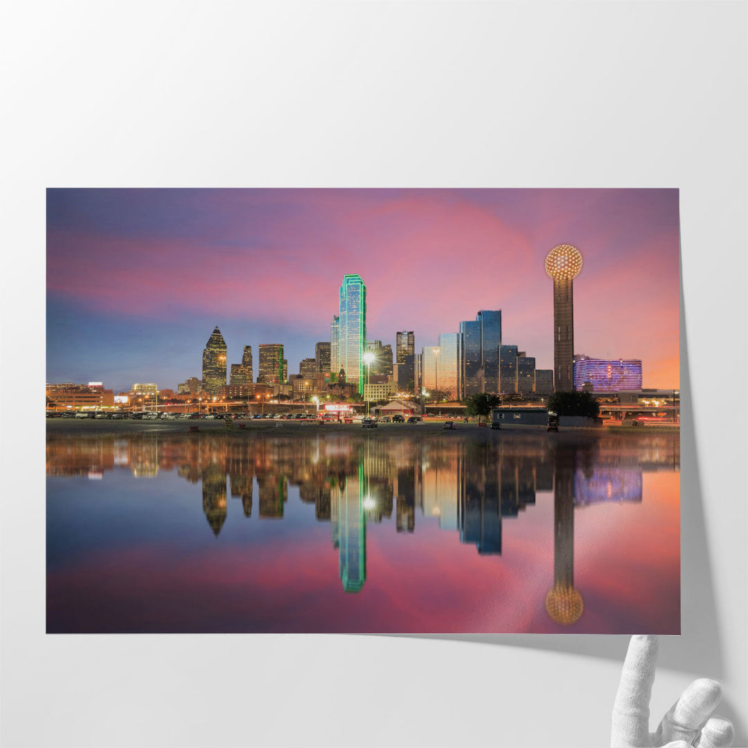 Dallas, Texas Cityscape At Sunset - Canvas Print Wall Art