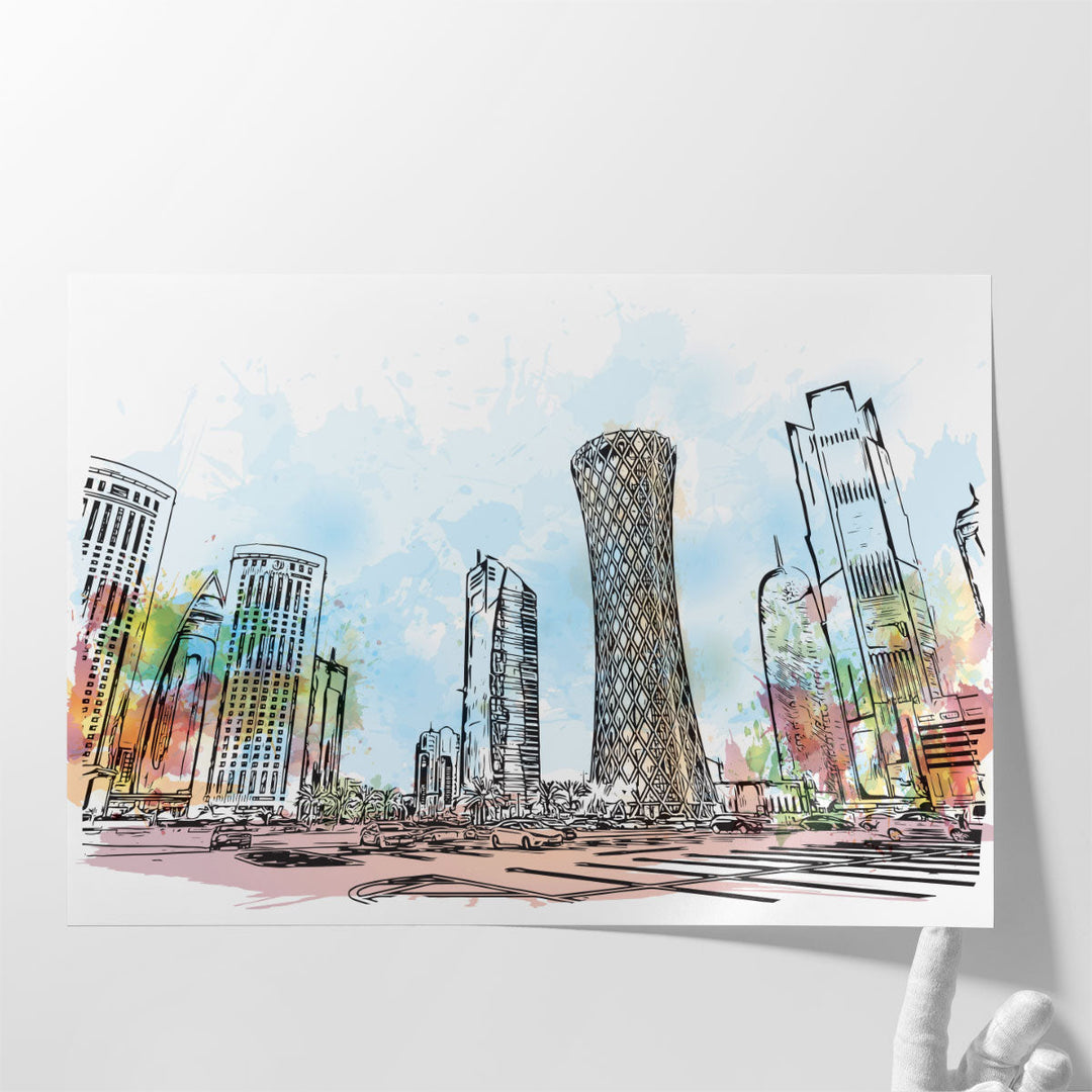 Doha City Skyline, Qatar - Canvas Print Wall Art