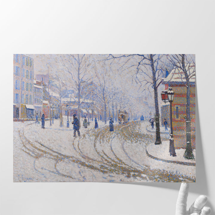Snow, Boulevard de Clichy, Paris - Canvas Print Wall Art