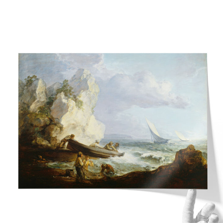 Seashore with Fishermen - Canvas Print Wall Art