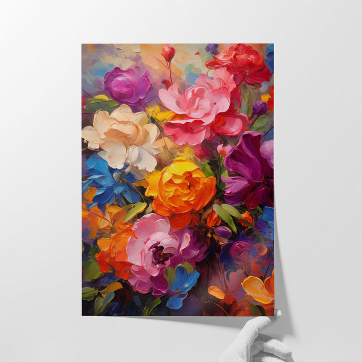 Vibrant Bloom Impasto 2 - Canvas Print Wall Art