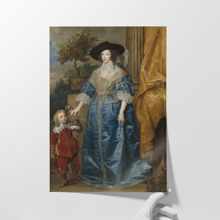 Queen Henrietta Maria with Sir Jeffrey Hudson - Canvas Print Wall Art