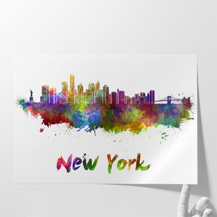 New York Skyline in Watercolor - Canvas Print Wall Art