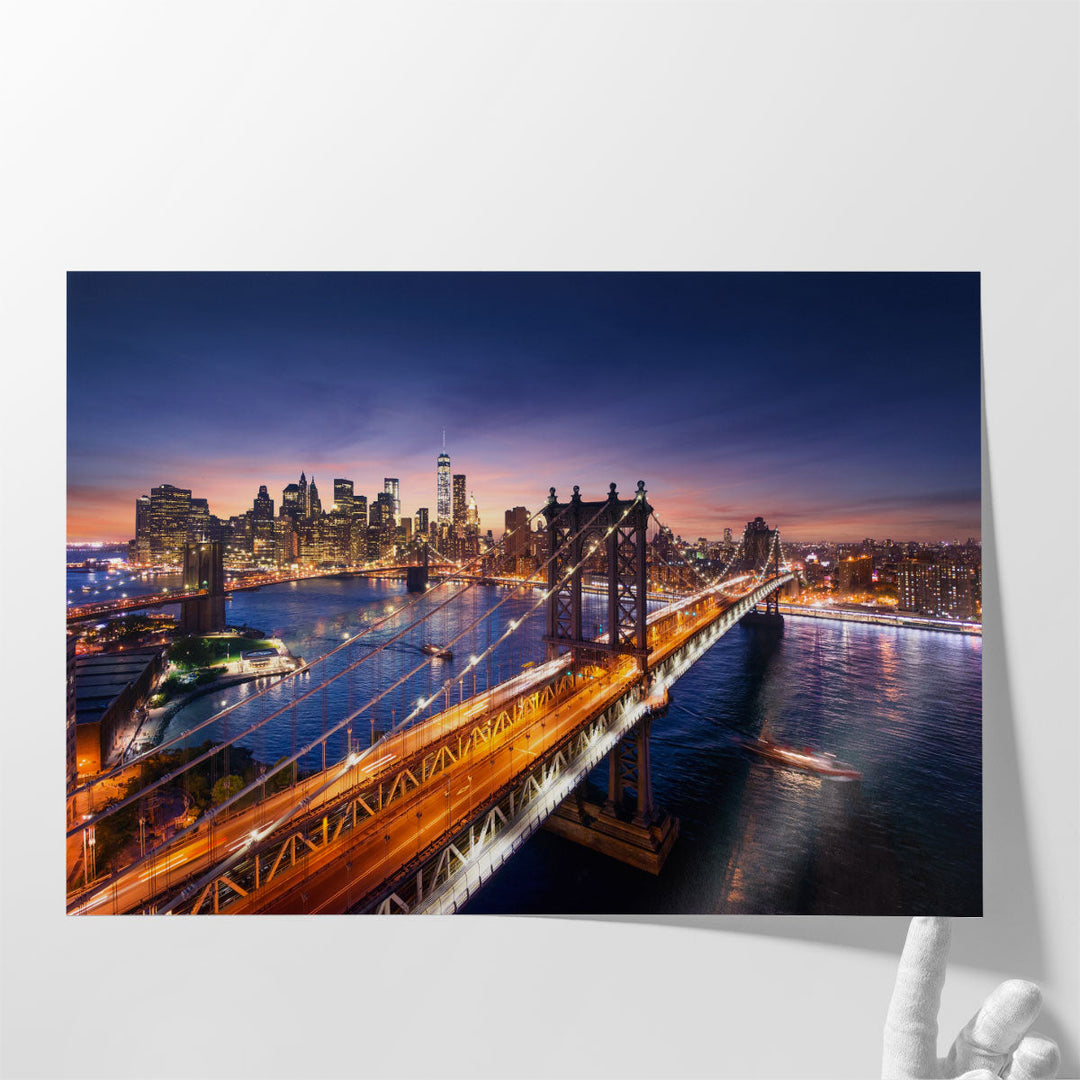 NYC, Beautiful Sunset Over Manhattan - Canvas Print Wall Art