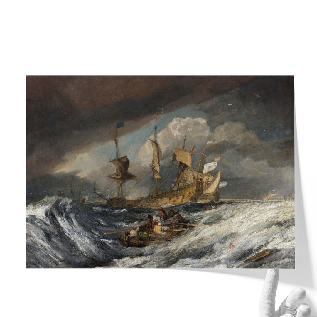 Boats Carrying Out Anchors to the Dutch Men of War - Canvas Print Wall Art