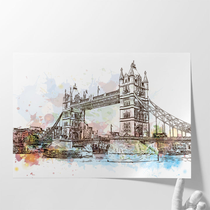 Sketch of Tower Bridge London - Canvas Print Wall Art