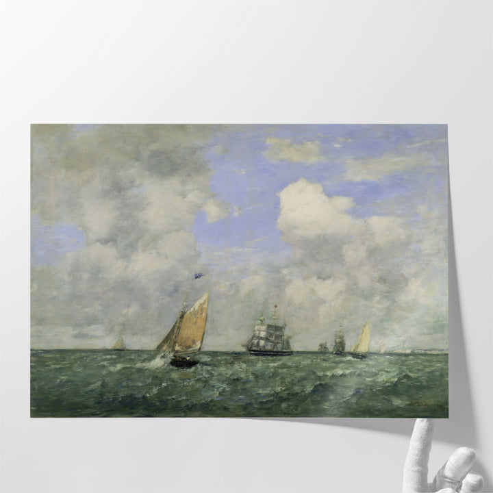 Ships and Sailing Boats Leaving Le Havre, 1887 - Canvas Print Wall Art