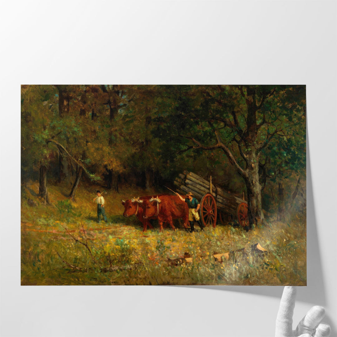 Boy and Man with Oxen - Canvas Print Wall Art