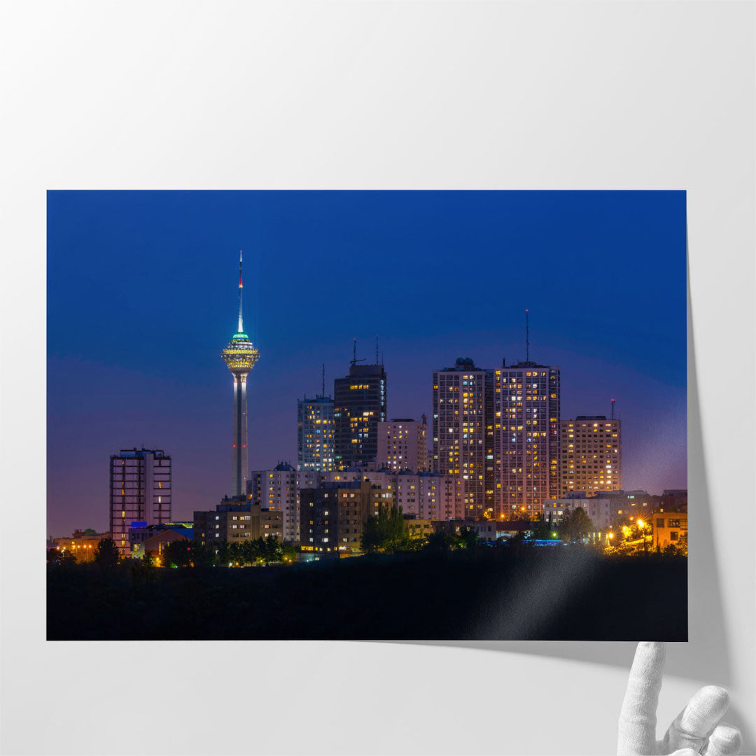 Tehran Skyline at Twilight, Iran - Canvas Print Wall Art