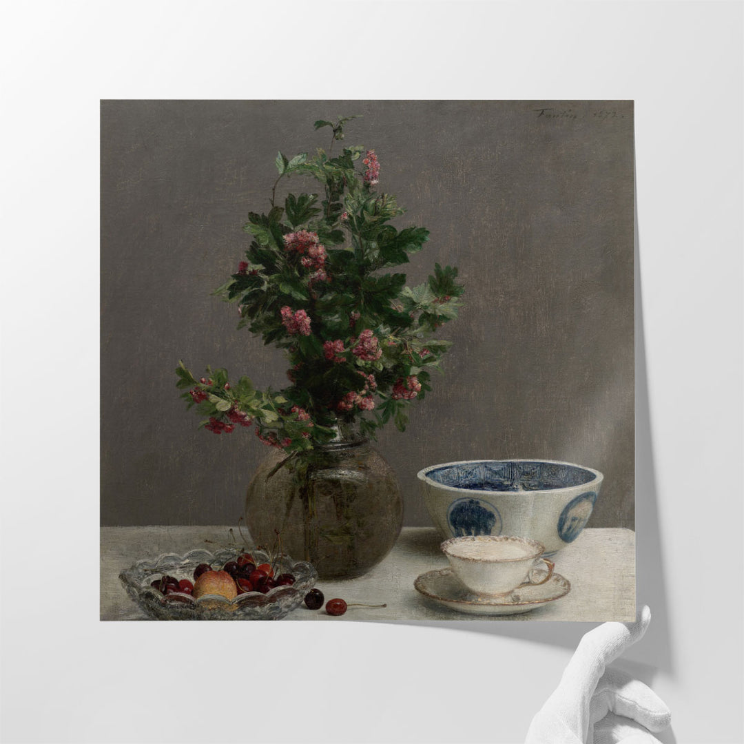 Still Life with Vase of Hawthorn - Canvas Print Wall Art