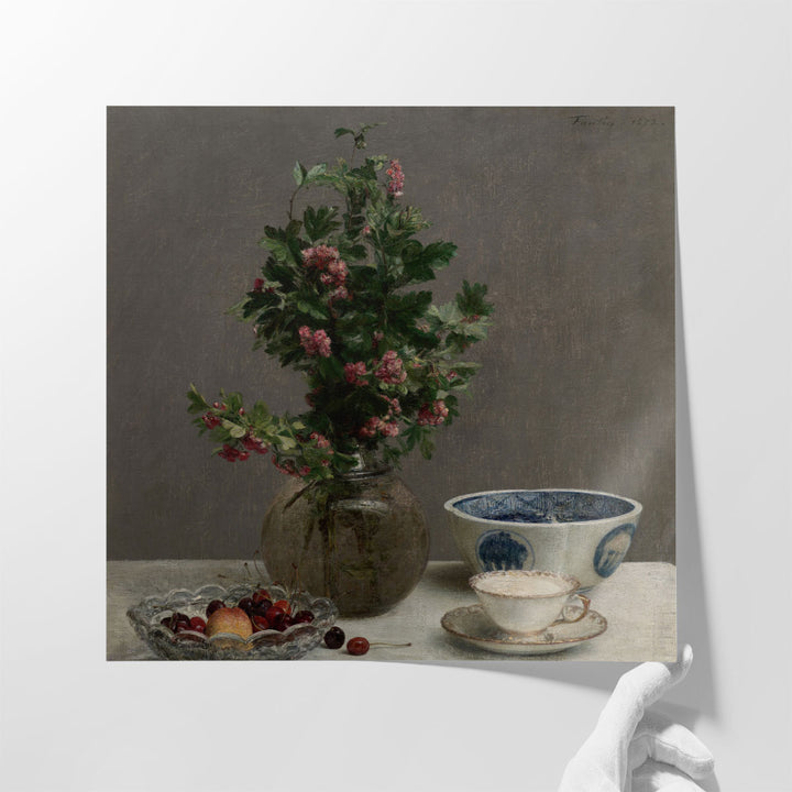 Still Life with Vase of Hawthorn - Canvas Print Wall Art