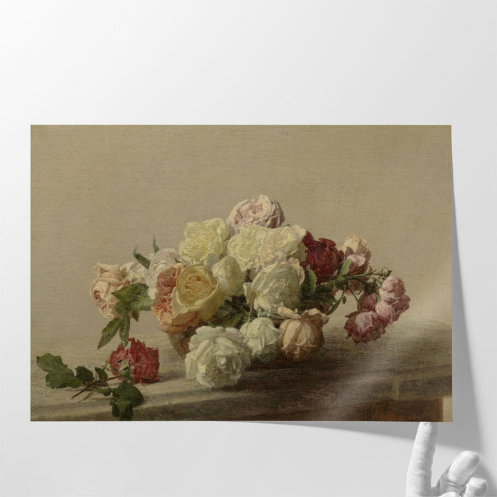 Bowl of Roses on a Marble Table, 1885 - Canvas Print Wall Art