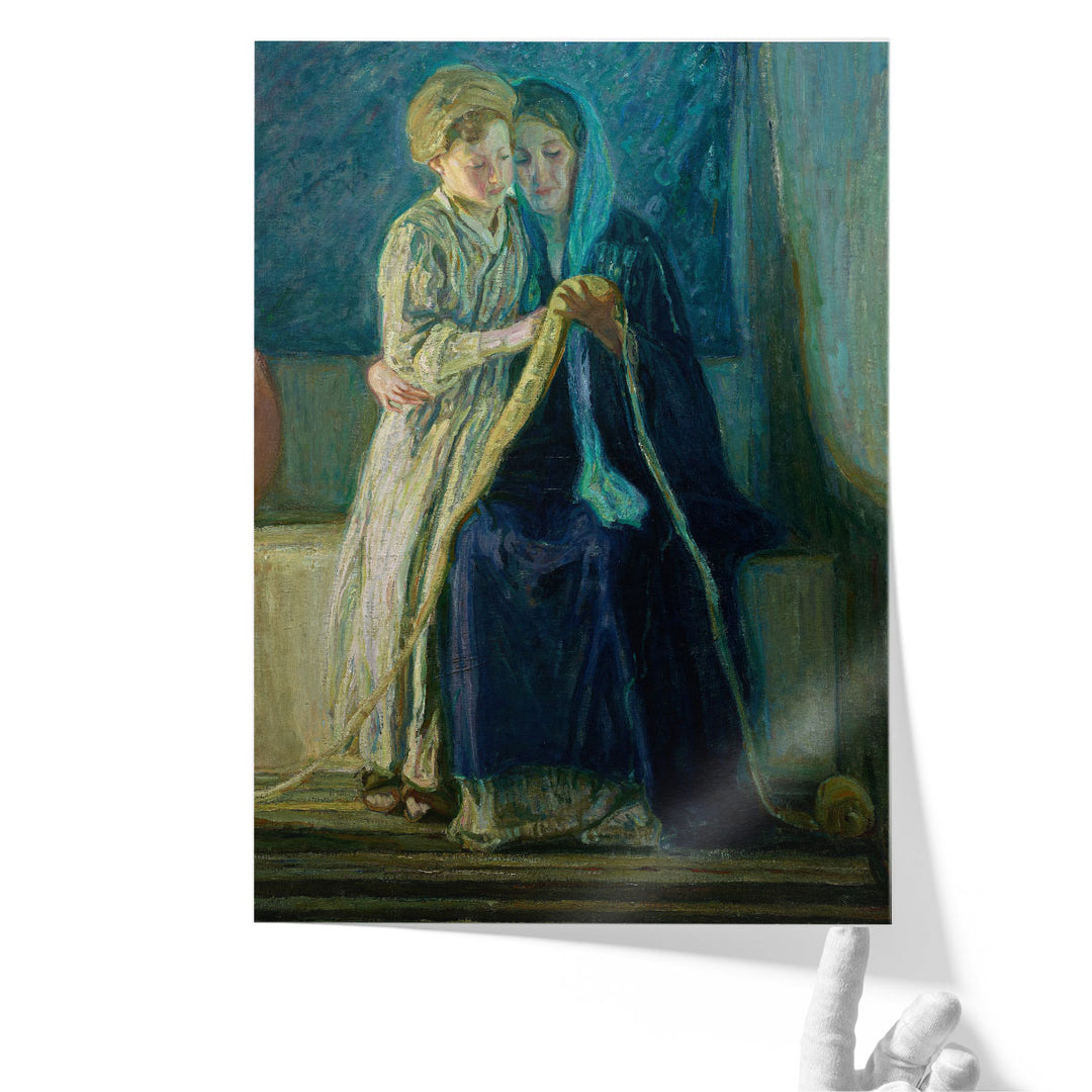 Christ and His Mother Studying the Scriptures - Canvas Print Wall Art