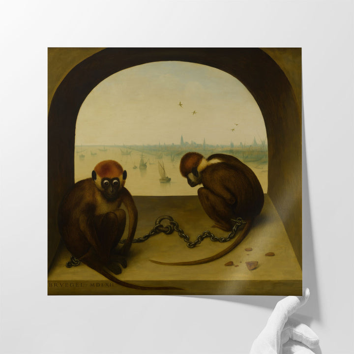 Two Chained Monkeys - Canvas Print Wall Art